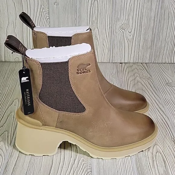 Sorel Hi-Line Heel Chelsea Ankle Boots Umber Ceramic - Womens Size 8.5 NEW