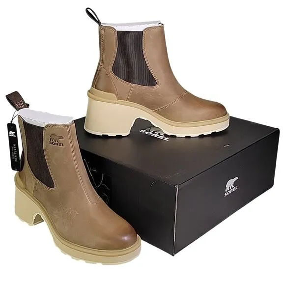 Sorel Hi-Line Heel Chelsea Ankle Boots Umber Ceramic - Womens Size 8.5 NEW