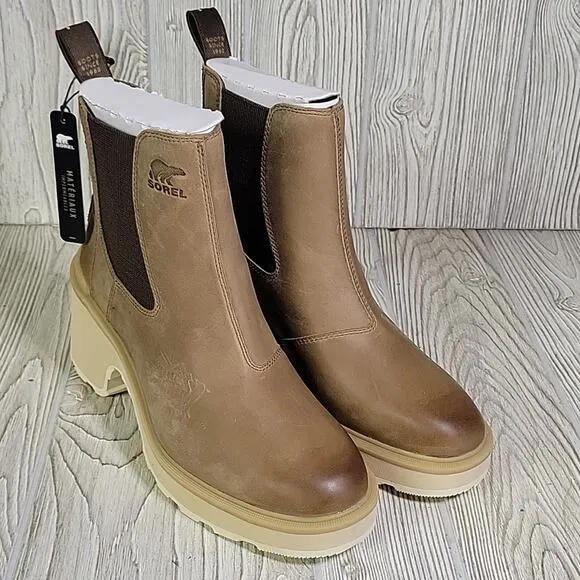 Sorel Hi-Line Heel Chelsea Ankle Boots Umber Ceramic - Womens Size 8.5 NEW