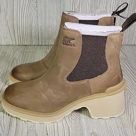 Sorel Hi-Line Heel Chelsea Ankle Boots Umber Ceramic - Womens Size 8.5 NEW