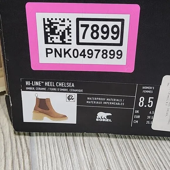 Sorel Hi-Line Heel Chelsea Ankle Boots Umber Ceramic - Womens Size 8.5 NEW
