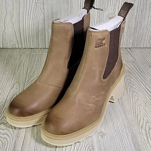Sorel Hi-Line Heel Chelsea Ankle Boots Umber Ceramic - Womens Size 8.5 NEW