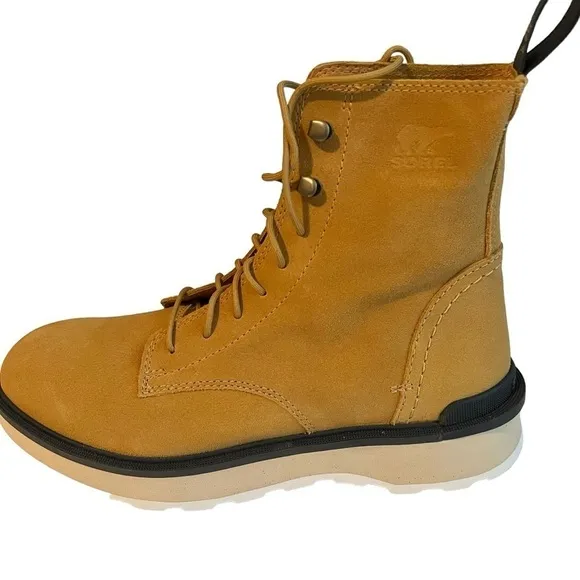 Sorel Hi Line Lace-Up Waterproof Leather Platform Boots Geo Yellow/Jet 8.5 NWB