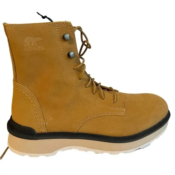 Sorel Hi Line Lace-Up Waterproof Leather Platform Boots Geo Yellow/Jet 8.5 NWB