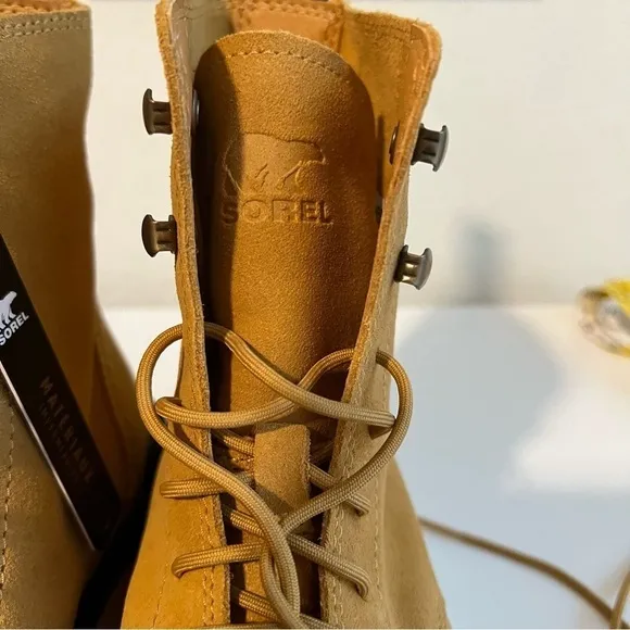 Sorel Hi Line Lace-Up Waterproof Leather Platform Boots Geo Yellow/Jet 8.5 NWB