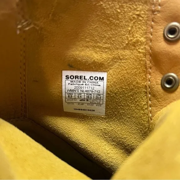Sorel Hi Line Lace-Up Waterproof Leather Platform Boots Geo Yellow/Jet 8.5 NWB