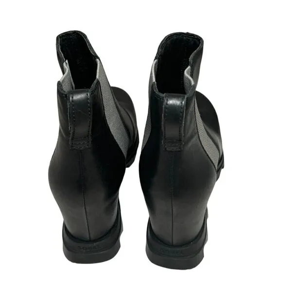 Sorel Joan of Artic Wedge III Womens Size 9.5 Waterproof Chelsea Boots Black