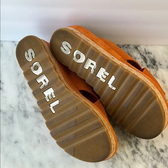 SOREL Sandal Cameron Flatform Mule Suede Orange | 12