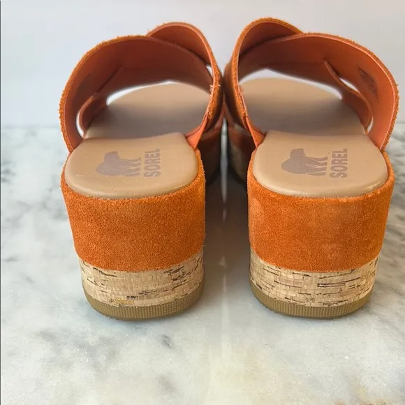 SOREL Sandal Cameron Flatform Mule Suede Orange | 12