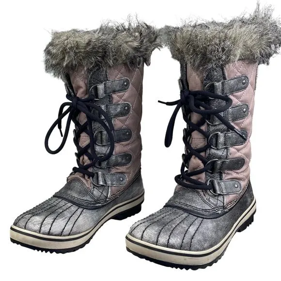 Sorel Women's Tofino Grey Distressed Winter Boots Size US 6