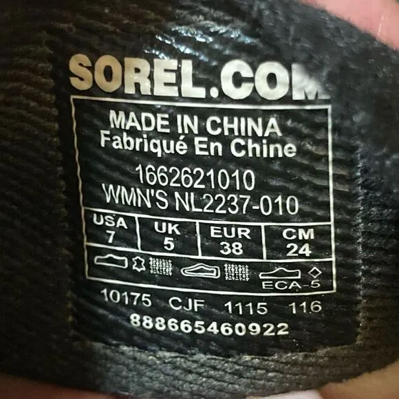 SOREL Women’s Slide Leather Sandals Black Size 7