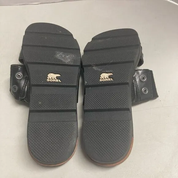 SOREL Women’s Slide Leather Sandals Black Size 7