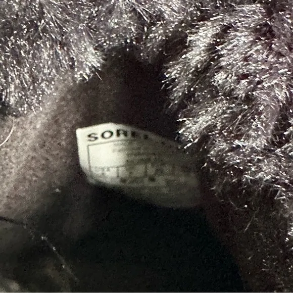 Sorel YOUTH Black Winter Snow Boots Kids Size 8 US Suede Rubber Faux Fur Lace Up