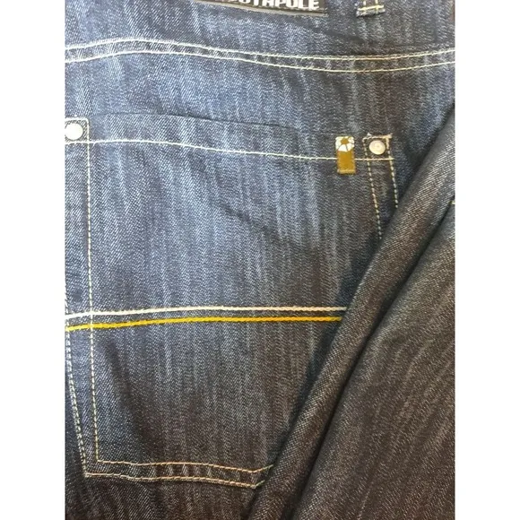 Southpole Denim Jeans Baggy Fit Y2K Dark Wash Embroidered Size 38