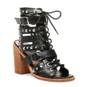 Steve Madden Cecilia-S Black Sandal &amp; Silver Studs