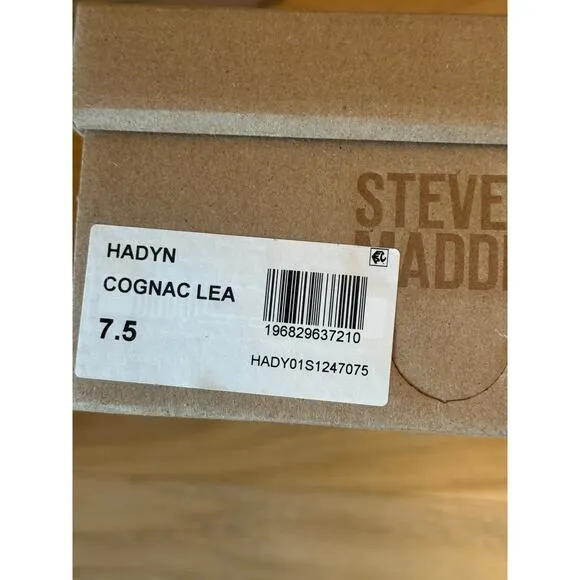 Steve Madden Women's Hadyn Slide Sandals Slip-On Cognac Lea Size 7.5 NWB