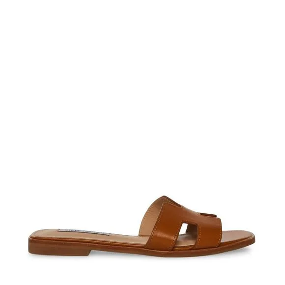 Steve Madden Women's Hadyn Slide Sandals Slip-On Cognac Lea Size 7.5 NWB