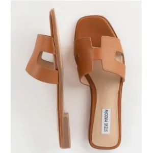 Steve Madden Women's Hadyn Slide Sandals Slip-On Cognac Lea Size 7.5 NWB