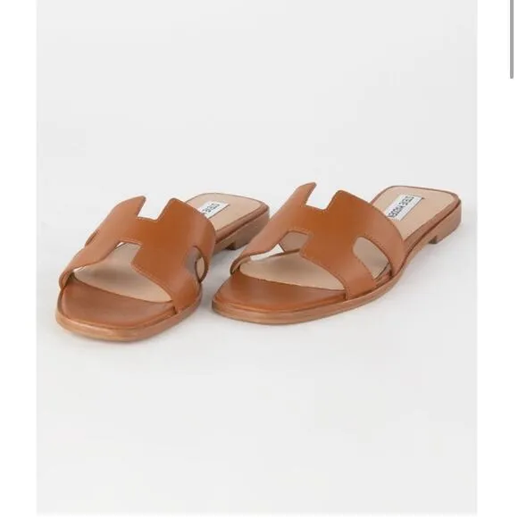 Steve Madden Women's Hadyn Slide Sandals Slip-On Cognac Lea Size 7.5 NWB