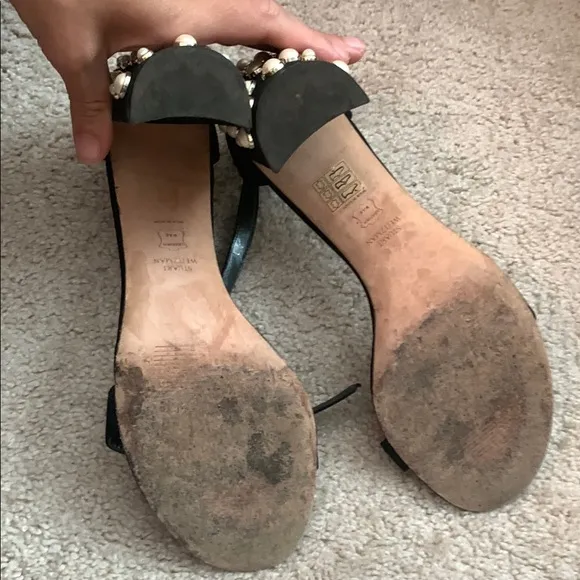 Stuart Weitzman Black Embellished Women's Sandals EU 41
