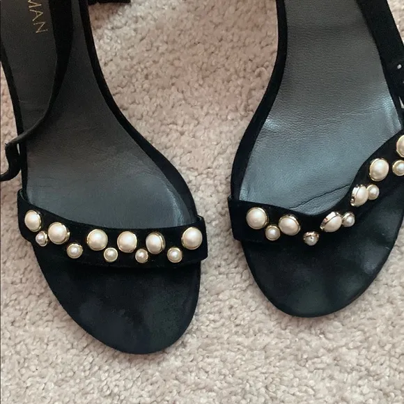 Stuart Weitzman Black Embellished Women's Sandals EU 41