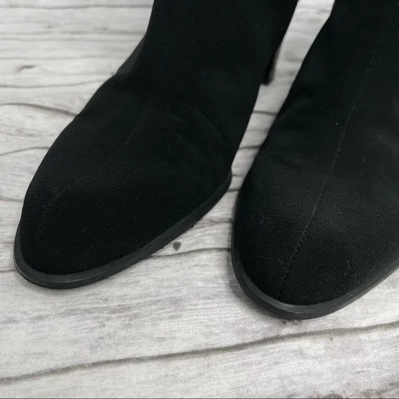STUART WEITZMAN Black Neoprene Harness Heeled Womens Boots Size 8 Equestrian