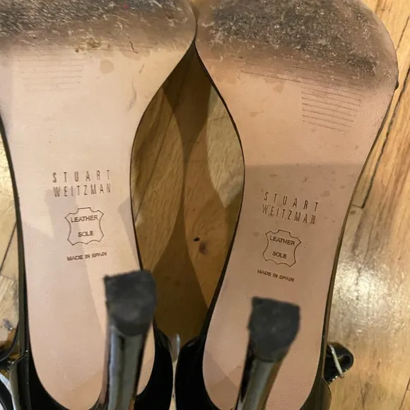 Stuart weitzman nudist black patent sandals. 4 inch stiletto heel. Size 7.5