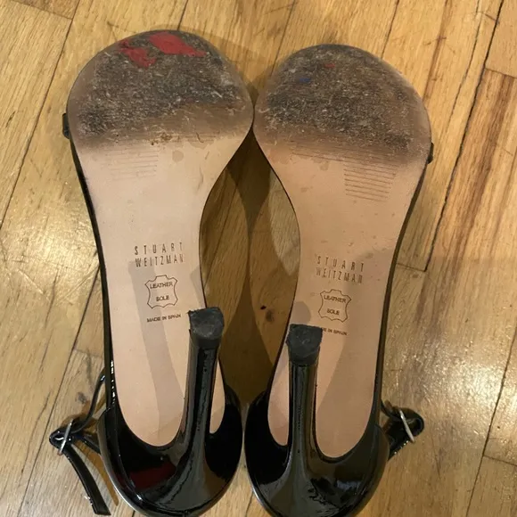 Stuart weitzman nudist black patent sandals. 4 inch stiletto heel. Size 7.5