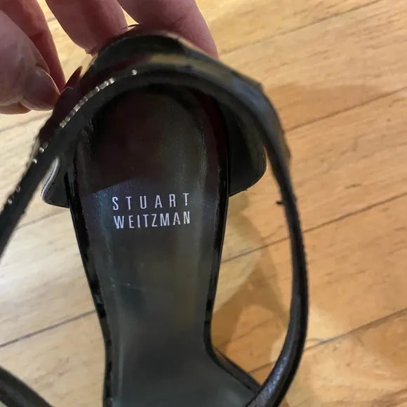 Stuart weitzman nudist black patent sandals. 4 inch stiletto heel. Size 7.5