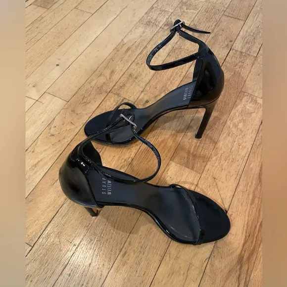 Stuart weitzman nudist black patent sandals. 4 inch stiletto heel. Size 7.5