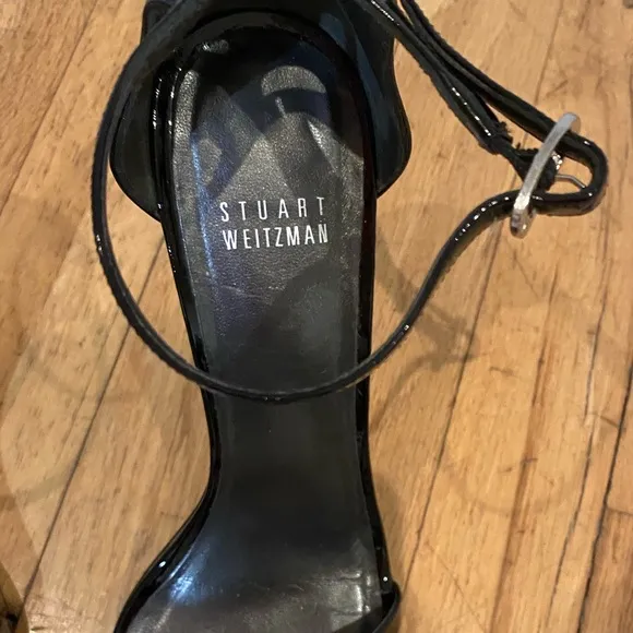 Stuart weitzman nudist black patent sandals. 4 inch stiletto heel. Size 7.5