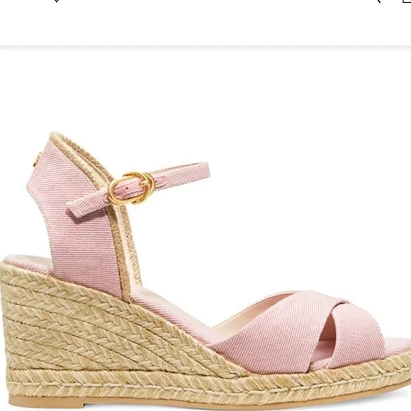 STUART WEITZMAN Pale Pink Wedge Sandals Sz 6B  *Made In Spain* Great Condition