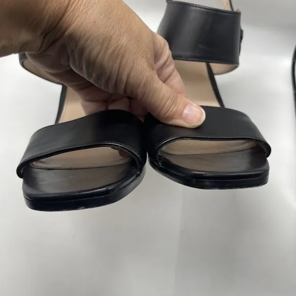 Stuart Weitzman Partilow Black Leather Sandal Sz 8 Wide