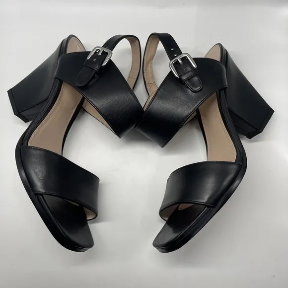Stuart Weitzman Partilow Black Leather Sandal Sz 8 Wide