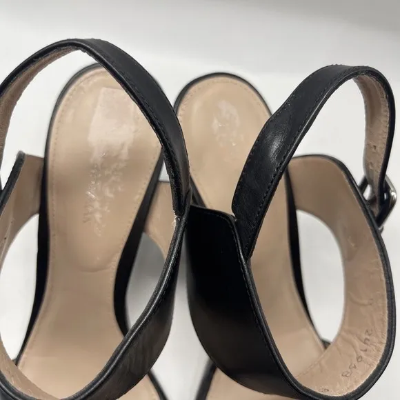 Stuart Weitzman Partilow Black Leather Sandal Sz 8 Wide