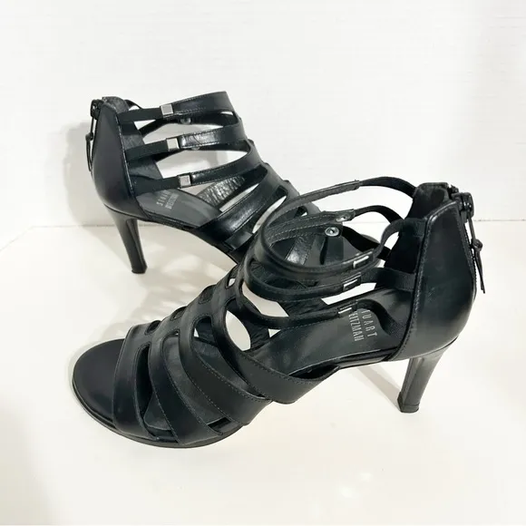 Stuart Weitzman Strappy 🖤 Leather Gladiator Type Sandals Zip Heel Leather Sole