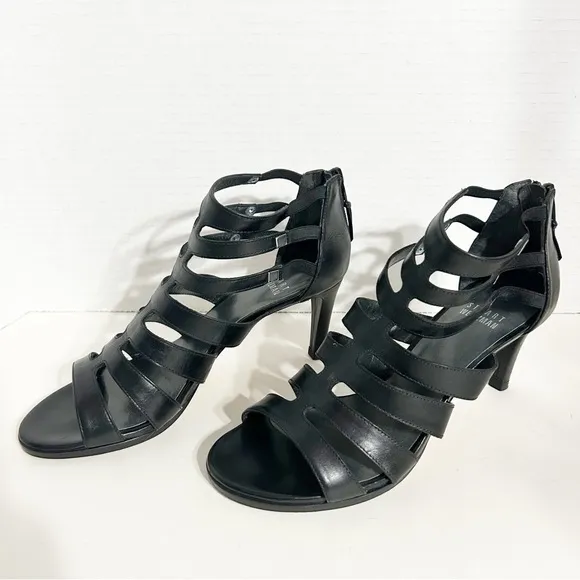Stuart Weitzman Strappy 🖤 Leather Gladiator Type Sandals Zip Heel Leather Sole