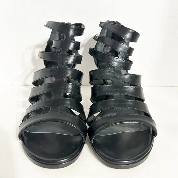 Stuart Weitzman Strappy 🖤 Leather Gladiator Type Sandals Zip Heel Leather Sole