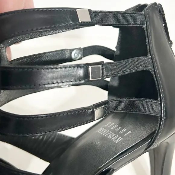 Stuart Weitzman Strappy 🖤 Leather Gladiator Type Sandals Zip Heel Leather Sole