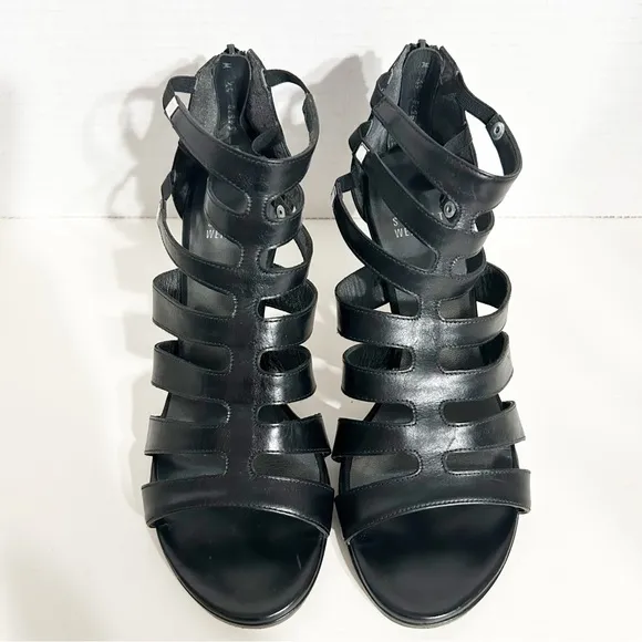 Stuart Weitzman Strappy 🖤 Leather Gladiator Type Sandals Zip Heel Leather Sole