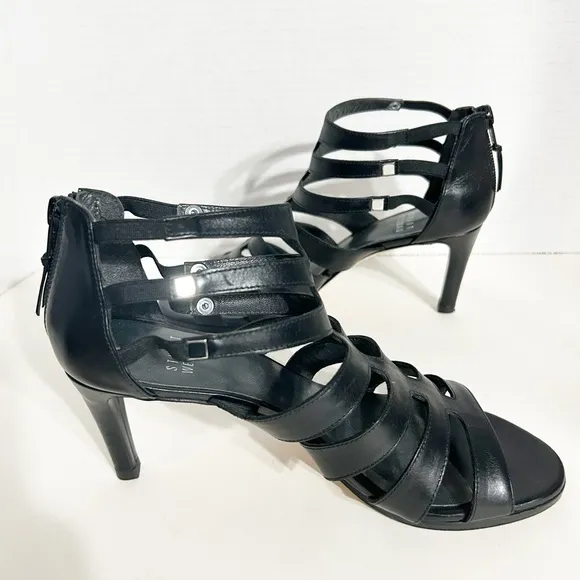 Stuart Weitzman Strappy 🖤 Leather Gladiator Type Sandals Zip Heel Leather Sole
