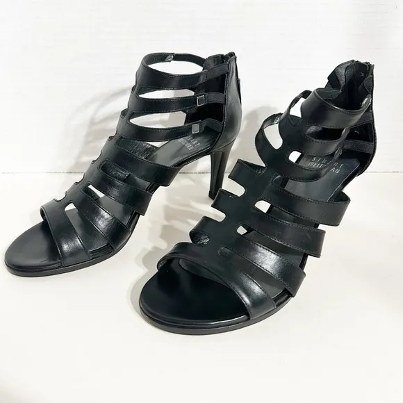 Stuart Weitzman Strappy 🖤 Leather Gladiator Type Sandals Zip Heel Leather Sole