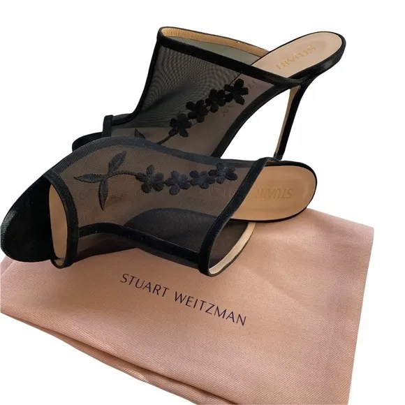 Stuart Weitzman Vianca Floral Mesh Mule NIB and Dust Bag