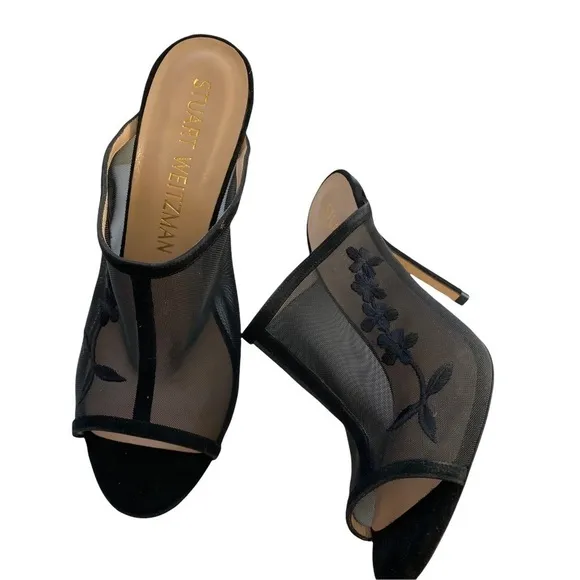 Stuart Weitzman Vianca Floral Mesh Mule NIB and Dust Bag