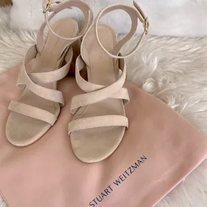 Stuart Weitzman Women's neutral suede Sandals 8 NWT