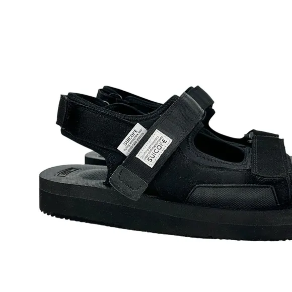Suicoke Japan Black WAS-V Platform Velcro Strap Sandals sz M8 / W10 / EU 41
