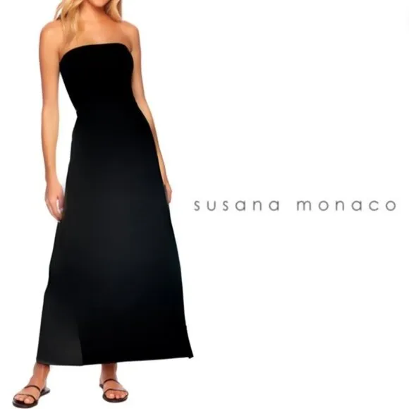 Susana Monaco Revolve Flare Tube Maxi Dress - Black - Size XS