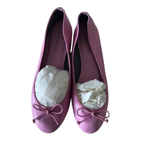 Talbots Turquoise Pink Leather Flat Shoes Size 7M