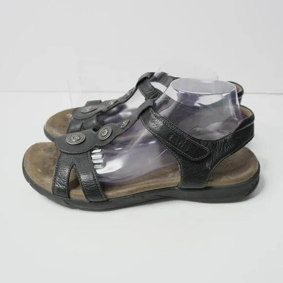 Taos Treasure 2 Sandals Womens 42 10-10.5 Shoes Black Leather Slingback Comfort