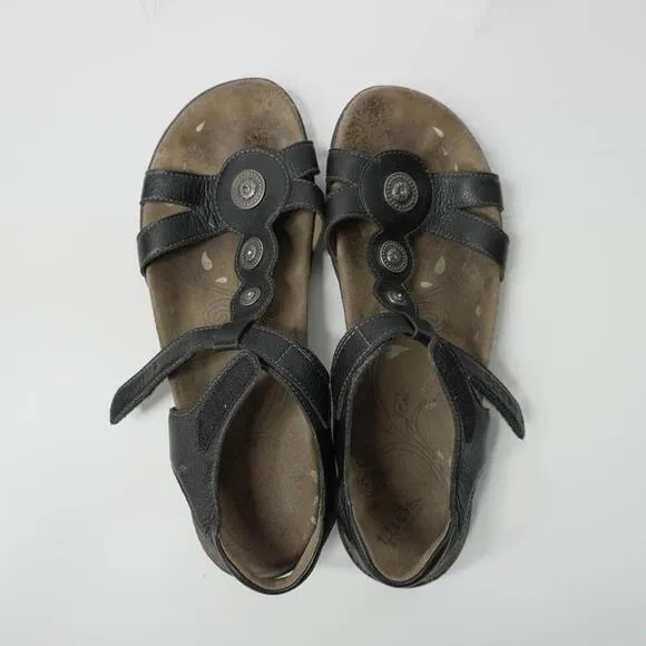 Taos Treasure 2 Sandals Womens 42 10-10.5 Shoes Black Leather Slingback Comfort